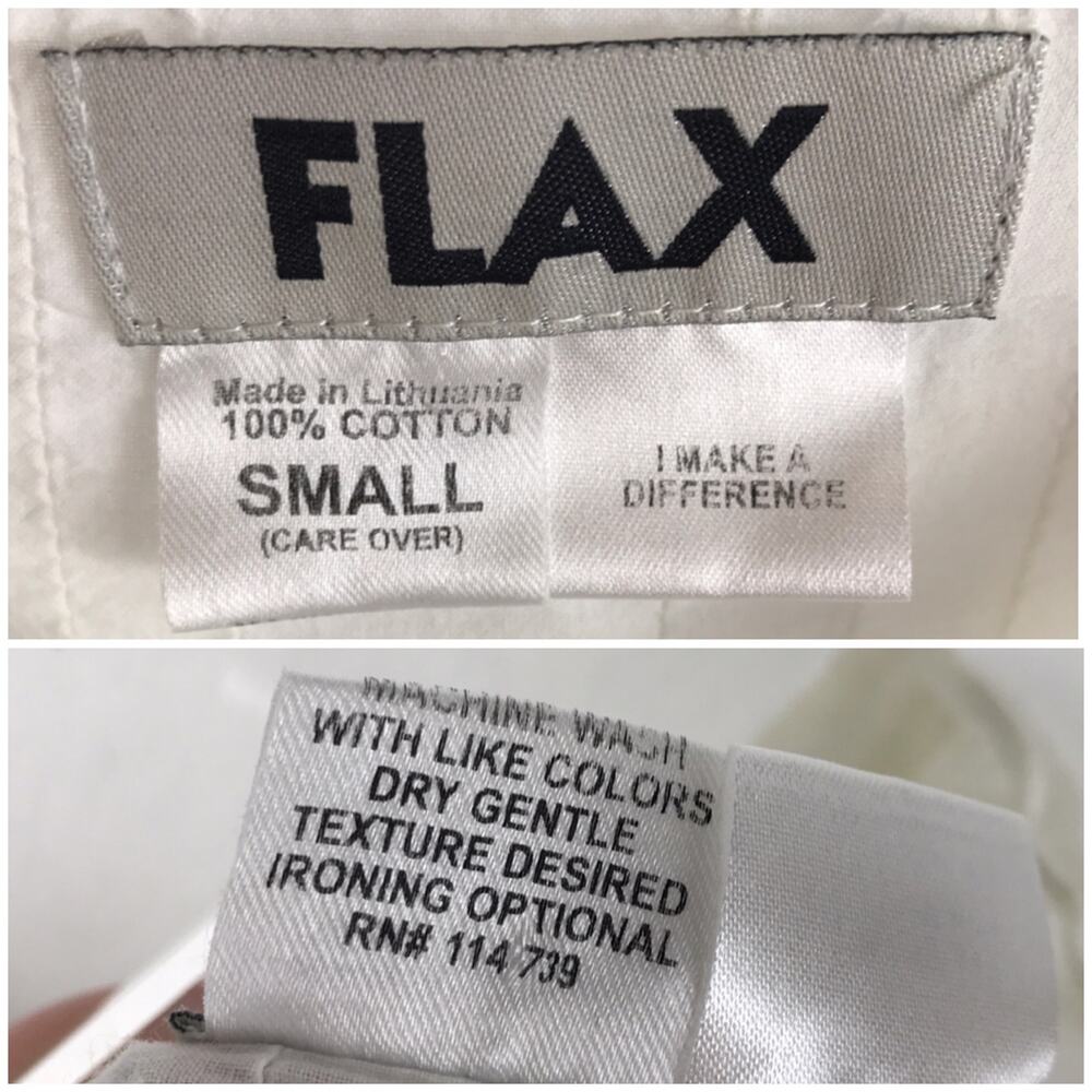 Flax 100% Cotton Long Roll-Tab Sleeve Button Front Tunic Beach Lagenlook Size S - Picture 11 of 15